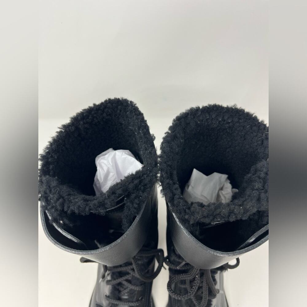 Dior Black Leather Combat Boot Shearling lined inside Lace Up size 40.5 EU - Picture 8 of 11